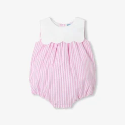 Combinaison, Barboteuse Et Ensemble-Jacadi Barboteuse bébé fille en popeline rayée - BLANC/ROSE