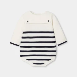 Combinaison, Barboteuse Et Ensemble-Jacadi Barboteuse bébé Mon premier - BLANC/MARINE