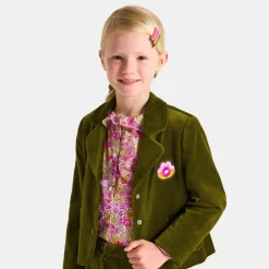 Manteau, Doudoune Et Veste-Jacadi Blazer enfant fille en velours lisse - VERT OLIVE