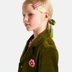 Manteau, Doudoune Et Veste-Jacadi Blazer enfant fille en velours lisse - VERT OLIVE
