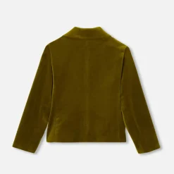 Manteau, Doudoune Et Veste-Jacadi Blazer enfant fille en velours lisse - VERT OLIVE