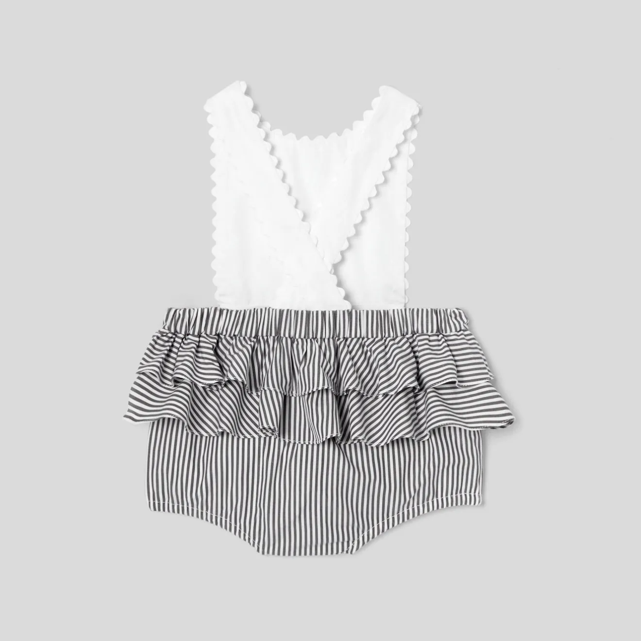 Combinaison, Barboteuse Et Ensemble-Jacadi Bloomer bébé fille en popeline - GRIS/BLANC