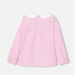 Blouse Et Chemise-Jacadi Blouse enfant fille en popeline rayée - BLANC/ROSE