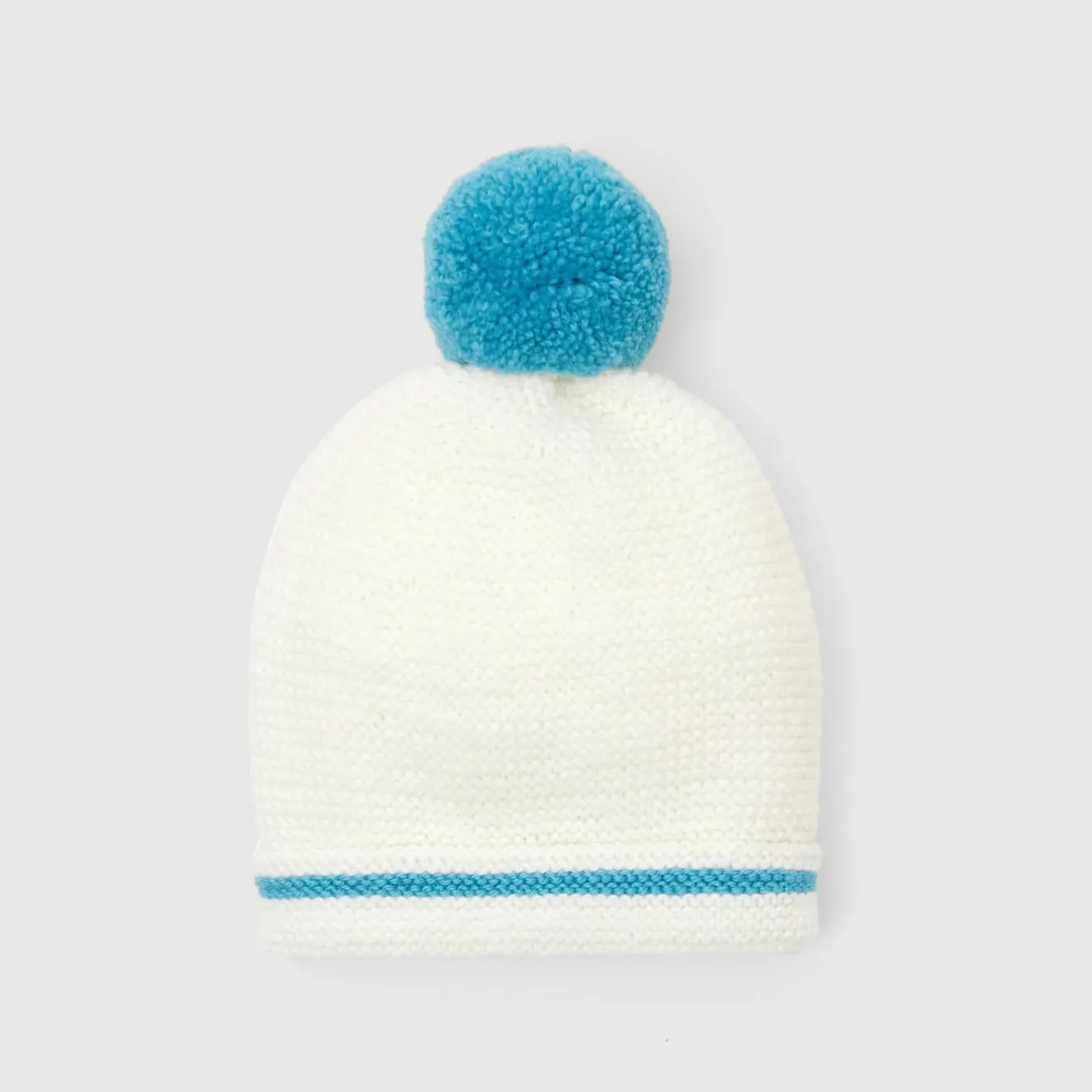 Accessoires-Jacadi Bonnet Love Maille collection solidaire - BLANC/BLEU