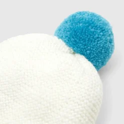 Accessoires-Jacadi Bonnet Love Maille collection solidaire - BLANC/BLEU