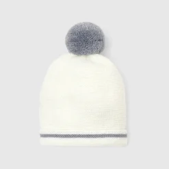 Accessoires-Jacadi Bonnet Love Maille collection solidaire - BLANC/GRIS