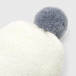 Accessoires-Jacadi Bonnet Love Maille collection solidaire - BLANC/GRIS