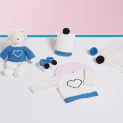 Accessoires-Jacadi Bonnet Love Maille collection solidaire - BLANC/BLEU