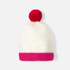 Accessoires-Jacadi Bonnet Love Maille collection solidaire - BLANC/ROSE
