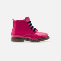 Boots Et Botillons-Jacadi Bottillons bébé fille en cuir lisse - FUSCHIA