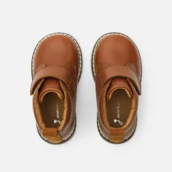 Boots Et Bottillons-Jacadi Bottillons bébé garçon en cuir lisse - NATUREL