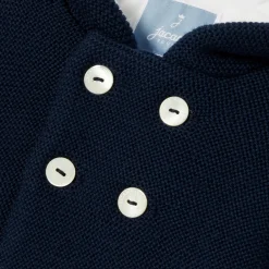 Manteaux, Vestes Et Combi Pilote|Manteaux, Vestes Et Combi Pilote-Jacadi Burnous bébé en laine Mérinos - MARINE CLAIR