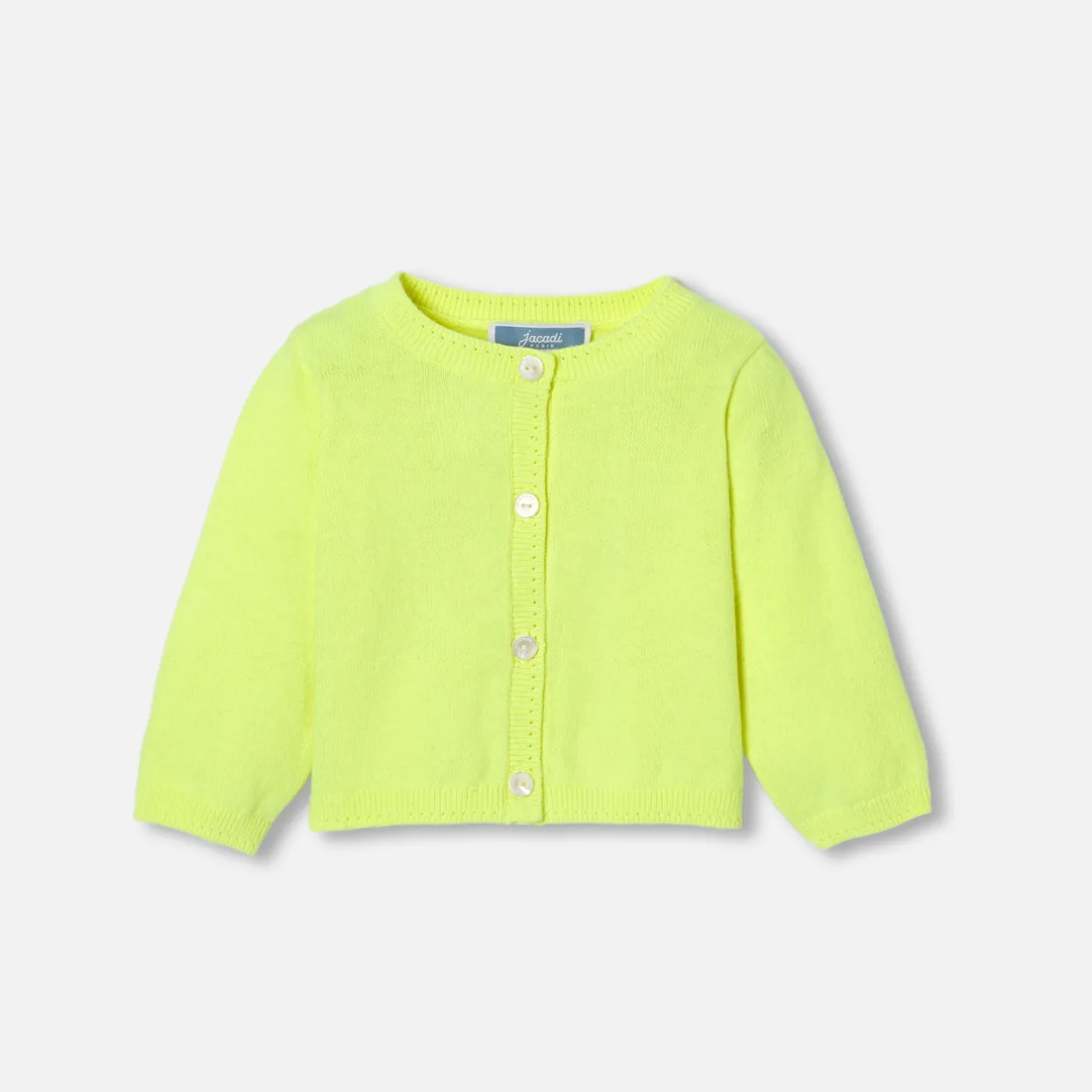 Pull, Sweat Et Cardigan-Jacadi Cardigan bébé fille en jersey - JAUNE FLUO
