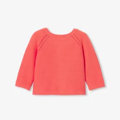 Pull, Sweat Et Cardigan-Jacadi Cardigan bébé fille en point mousse CORAIL FLUO