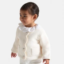 Pull, Sweat Et Cardigan-Jacadi Cardigan bébé fille en polaire BLANC DOUX JACADI