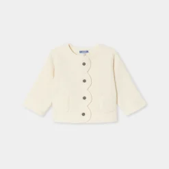 Pull, Sweat Et Cardigan-Jacadi Cardigan bébé fille en polaire BLANC DOUX JACADI