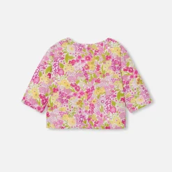 Pull, Sweat Et Cardigan-Jacadi Cardigan bébé fille en Tissu Liberty - lore ROSE/MULTICO