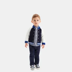 Pull, Sweat Et Cardigan-Jacadi Cardigan Teddy bébé garçon - MARINE/BLANC