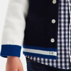 Pull, Sweat Et Cardigan-Jacadi Cardigan Teddy bébé garçon - MARINE/BLANC