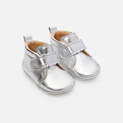 Chaussons|Chaussures-Jacadi Chaussons bébé fille en cuir irisé - ARGENT