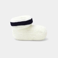 Accessoires-Jacadi Chaussons Love Maille Collection Solidaire - ECRU/MARINE