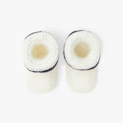 Accessoires-Jacadi Chaussons Love Maille Collection Solidaire - ECRU/MARINE