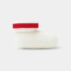 Accessoires-Jacadi Chaussons Love Maille Collection Solidaire - BLANC/ROUGE