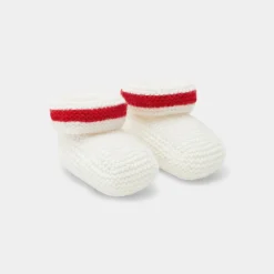 Accessoires-Jacadi Chaussons Love Maille Collection Solidaire - BLANC/ROUGE