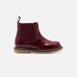 Boots Et Botillons-Jacadi Chelsea boots bébé fille en cuir verni - BORDEAUX