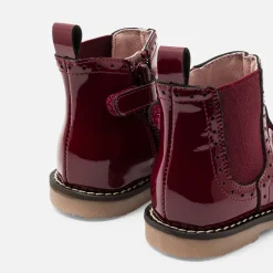 Boots Et Botillons-Jacadi Chelsea boots bébé fille en cuir verni - BORDEAUX