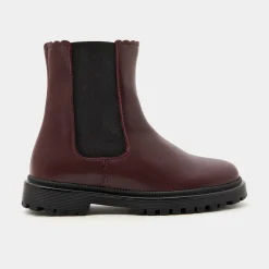 Boots Et Botillons|Chaussures-Jacadi Chelsea boots enfant fille en cuir lisse - BORDEAUX