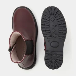 Boots Et Botillons|Chaussures-Jacadi Chelsea boots enfant fille en cuir lisse - BORDEAUX