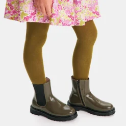 Boots Et Botillons|Chaussures-Jacadi Chelsea boots enfant fille en cuir lisse - KAKI