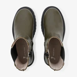 Boots Et Botillons|Chaussures-Jacadi Chelsea boots enfant fille en cuir lisse - KAKI