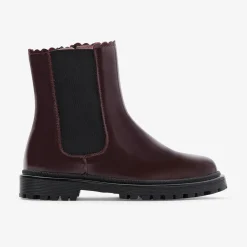 Boots Et Botillons|Chaussures-Jacadi Chelsea boots enfant fille en cuir lisse - BORDEAUX