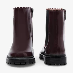 Boots Et Botillons|Chaussures-Jacadi Chelsea boots enfant fille en cuir lisse - BORDEAUX