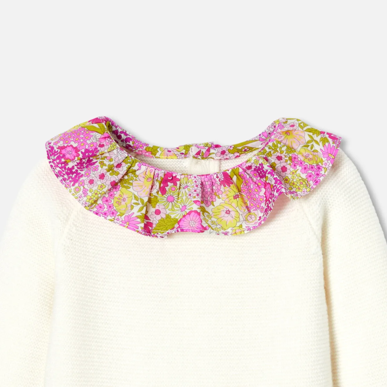 Combinaison, Barboteuse Et Ensemble-Jacadi Combinaison bébé fille en tricot point mousse - blanc doux BLANC DOUX JACADI