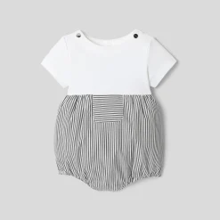 Combinaison, Barboteuse Et Ensemble-Jacadi Combinaison bébé garçon bi-matière - BLANC/GRIS