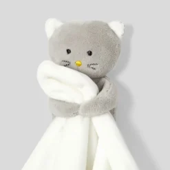 Doudou, Peluche|Eveil, Doudou Et Peluche-Jacadi Doudou chat en velours bouclette - lore BLANC/MULTICO