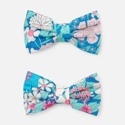 Accessoires-Jacadi Duo de barettes enfant fille en tissu Liberty - ROSE/VERT
