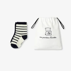 Accessoires-Jacadi Duo de chaussettes bébé - BLANC/MARINE