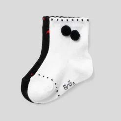 Accessoires-Jacadi Duo de chaussettes bébé fille BLANC/MULTICO