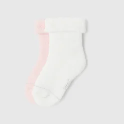 Accessoires-Jacadi Duo de chaussettes bébé fille - BLANC/ROSE