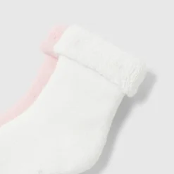 Accessoires-Jacadi Duo de chaussettes bébé fille - BLANC/ROSE