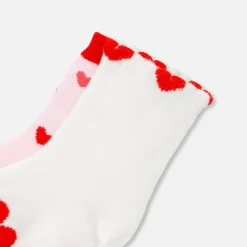 Accessoires-Jacadi Duo de chaussettes bébé fille - lore ROSE/MULTICO