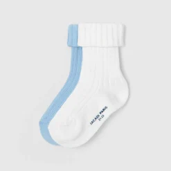 Accessoires-Jacadi Duo de chaussettes bébé garçon - BLANC/BLEU