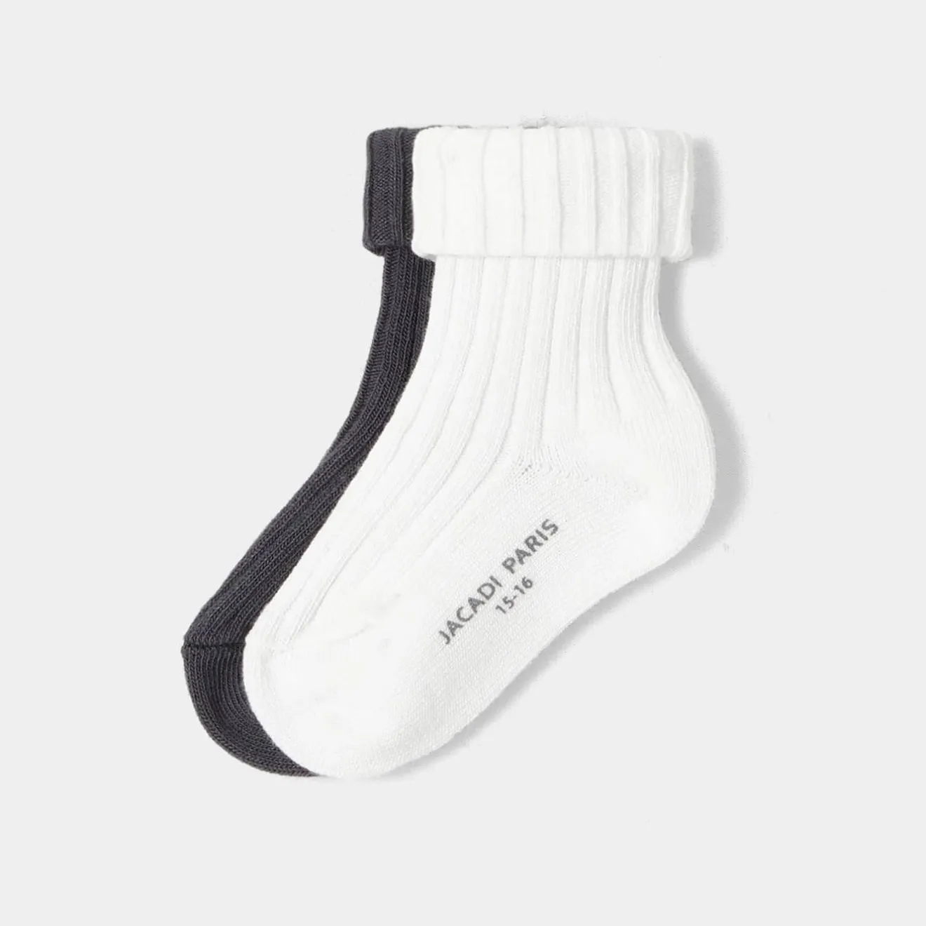 Accessoires-Jacadi Duo de chaussettes bébé garçon - BLANC/GRIS