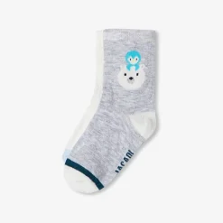 Accessoires-Jacadi Duo de chaussettes bébé garçon - GRIS/BLEU