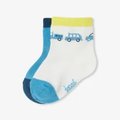 Accessoires-Jacadi Duo de chaussettes bébé garçon - BLANC/BLEU