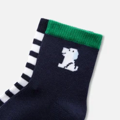 Accessoires-Jacadi Duo de chaussettes bébé garçon - MARINE/VERT